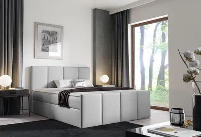 Produktbild von Bett mit Matratze und Lattenrost LOLA – 180x200, hellgrau 1 + ER Topper