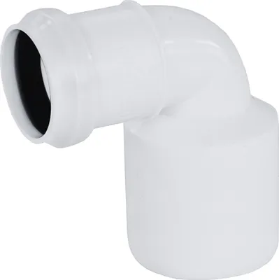 Obrázok produktu pre Redukčný ohyb PP biely 50/32 90° | Vnútorné | PVC-U HT tvarovka