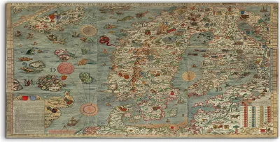 Produktbild von Coloray Acrylbild 140x70  Wandbild Acrylbilder Deko Karte Nord von Europa Vintage