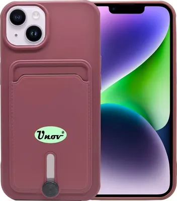 Produktbild von Silikonhülle für Apple iPhone 14 Plus Burgunderrot + Kartenfach
