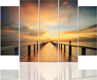 Produktbild von Kunstdruck auf Leinwand - Sonnenuntergang Pier - Wanddeko, Canvas cm. 150x100 (5 panels)