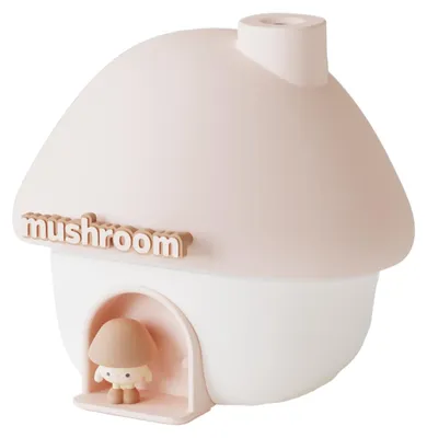 A mushroom-shaped humidifier with a small mushroom figure inside an alcove.
