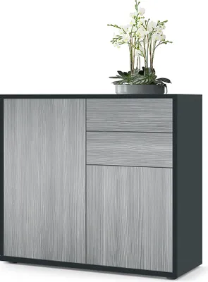 Produktbild von Vladon Sideboard Ben,  Germany, Kommode mit 2 Türen und 2 Schubladen, Schwarz matt/Avola-Anthrazit (79 x 74 x 36 cm)