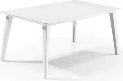 Image de Table de jardin rectangulaire résine, 6 personnes, 157x98x74 cm, blanc, LIMA, Allibert by KETER