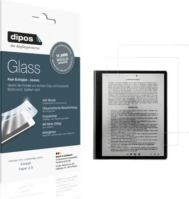 Produktbild von 2x Schutzfolie für Eazeye Paper 2.0 - Anti-Shock 9H Folie dipos Glass Kunststoffglas
