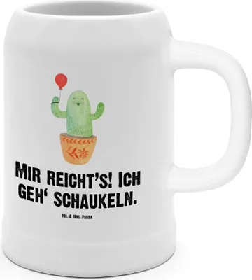 Produktbild von Mr. & Mrs. Panda Humpen Kaktus Luftballon - Weiß - Geschenk, Kakteen, Krug, Steinkrug, Prüfung, Bierhumpen, Ausbildung, Steinbierkrug, Seidel, Büroalltag