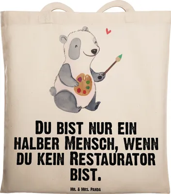 Produktbild von Mr. & Mrs. Panda Schultasche Restaurator Herz - Transparent - Geschenk, Tote Bag, Einkaufstasche, Jutebeutel, Laptoptasche, Tasche