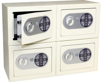 Obrázek produktu pro Sestava 4 ks ocelových sejfů RS.17.EDN.4SET.B s elektronickým zámkem a nouzovým klíčem, barva slonová kost