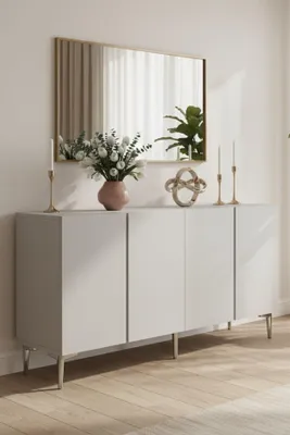 Produktbild von Skye Decor, Hochwertiger Konsolentisch, Weiß/Silber, 150 cm, 100% Melamin