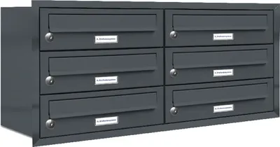 Produktbild von 6er Briefkasten Anlage Unterputz Montage RAL 7016 Anthrazit