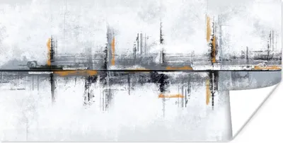 Produktbild von MuchoWow® Poster Malerei - Abstrakt - Ölgemälde - Architektur 40x20 cm - Poster für die Wand - Poster Schlafzimmer