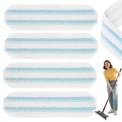 Produktbild von Juksun Mikrofaser Mopp Ersatzbezüge 4 Stück für Vileda H2PrO und O-Cedar H2PrO Mikrofaser blau weiß waschbar