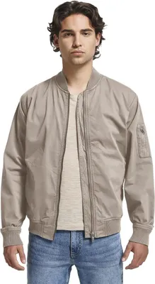 Produktbild von THE PEOPLE REP. Herren Bomberjacke mit Reißverschluß und Rib-Bündchen an Kragen, Ärmeln und Saum, Beige, Gr. S