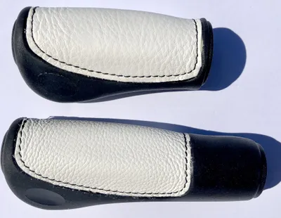 Produktbild von Lenkergriffe Lederinlay schwarz-weiß, lang - kurz