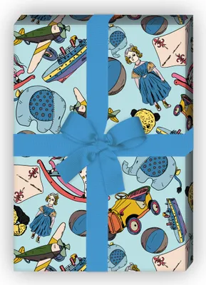 Produktbild von Kinder Spielzeug Geschenkpapier Set, Dekorpapier für Jungs, hellblau,  - G8634, 32 x 48cm