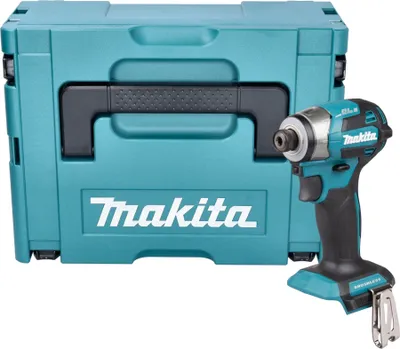 A teal Makita tool case and a teal and black Makita impact driver are shown against a white background.