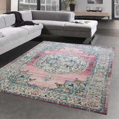 Image de Tapis Outdoor Tapis oriental Tapis de salon Ornements en rose Taille - 140 x 200 cm