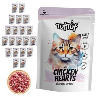 Produktbild von TufTuf | Katzenfutter Hühnerherzen - Nassfutter Set 20x300g Beutel - Katzenfutter ohne Getreide fur Katze
