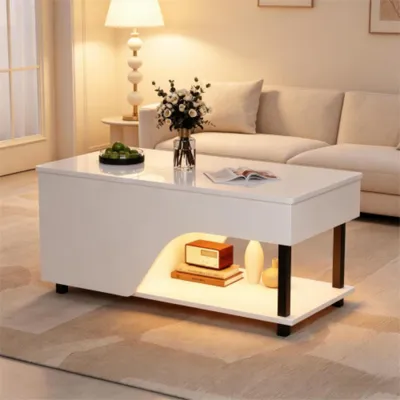 Produktbild von Couchtisch,Beistelltisch mit verstecktem Stauraum,Kaffetisch,LED-Sofatisch 50 x 100 x 46 cm