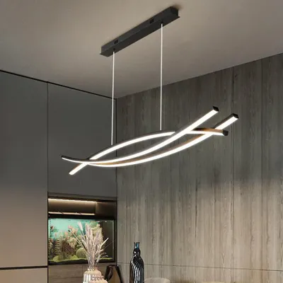 Produktbild von Pendelleuchten, LED Pendelleuchte, Esszimmer Pendellampe, Kreative Bogen Linien Deckenleuchte, Stufenlos dimmbar, Wohnzimmerdeckenlampe, Küche