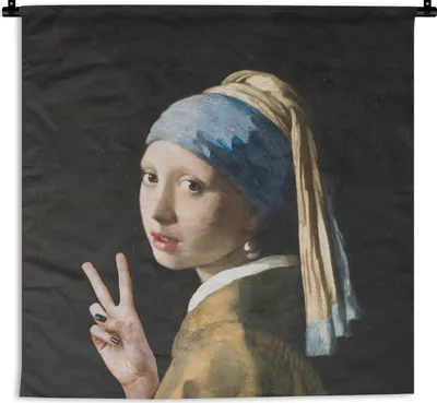 Produktbild von MuchoWow® Wandteppich Wandbehang Das Mädchen mit dem Perlenohrring - Vermeer - Kunst 150x150 cm Tapisserie Dekoration Wandtuch - Wohnaccessoires - Modernes