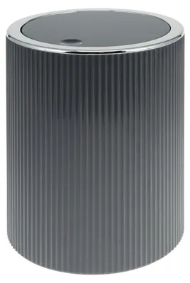 Image de bremermann Seau à cosmétique GAVELLO avec couvercle basculant | Seau de bain avec décor rainuré, plastique gris, 5,5 litres, rond