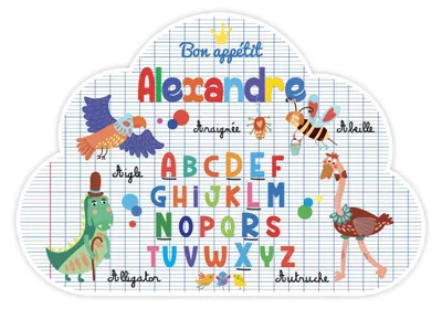 Platzmatte mit Name Cloud Form, Tiermotive, 29x41 cm