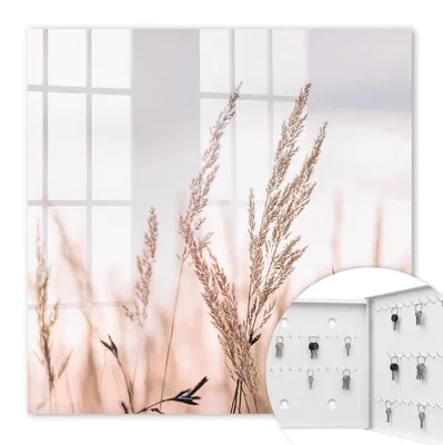 Produktbild von Metall Schlüsselkasten 30 x 30 cm - weißer Schlüsselschrank zur Wandmontage - wandhängende Schlüsselbox mit Tür - rechts öffnend - Schlüsselaufbewahrung für Flur - Büro - Arbeitszimmer - Werkstatt - Garage - Eleganz der Wiese