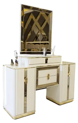Image de Coiffeuse Coiffeur Avec Miroir Avec Tiroirs Blancs