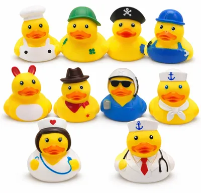 Imagen del producto de Mini patitos de goma, 10 unidades, de 5 x 5 cm, ideales para niños y juegos de baño