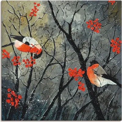 Produktbild von ARTland Leinwandbild rote Vögel im Winter Größe: 30x30 cm