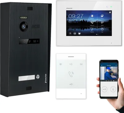 Produktbild von BALTER EVO Aufputz Schwarz 7" WiFi Monitor Weiß + Talk Video Türsprechanlage Set für 1 Familienhaus