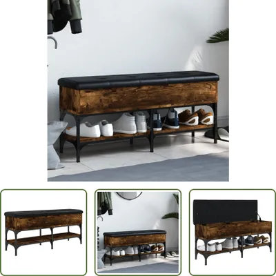 Obrázek produktu pro The Living Store Lavice na boty kouřový dub 102x32x45 cm Materiál na bázi dřeva