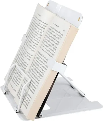 Produktbild von Metallischer Bücherständer mit 6 verstellbaren Ebenen für Rezepte und Dokumente, Bücherhocker.