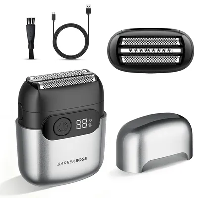 Image de BarberBoss, rasoir électrique à lames interchangeables pour hommes, compact, modèle QR-2752