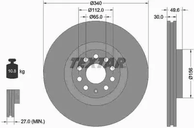 Produktbild von 2x TEXTAR 92229805 Bremsscheibe Vorderachse