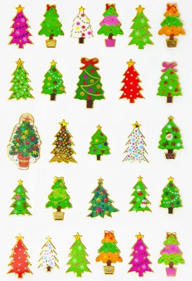 Produktbild von Oblique Unique Weihnachten Weihnachtsbaum Tannenbaum Sticker 27 Stk. Aufkleber Weihnachtsmotive Geschenk Deko