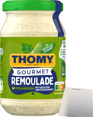 Produktbild von Thomy Gourmet Remoulade mit Kräutern und Essiggurken (250ml Glas) + usy Block