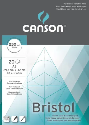 Obrázok produktu pre CANSON C200457121 CANSON Blok kresliaceho kartónu Illustration Bristol, DIN A3, biely