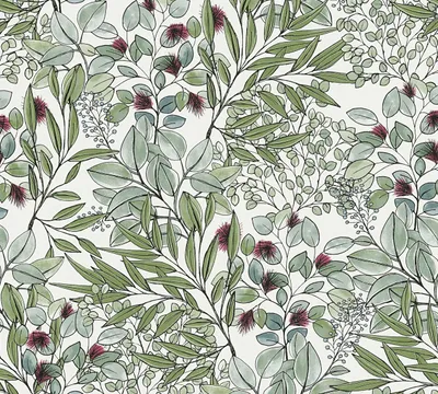 Produktbild von A.S. Création Blumentapete Geo Nordic florale Tapete Vliestapete grün weiß violett 10,05 m x 0,53 m