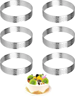 Imagen del producto de Moldes para tartaletas de acero inoxidable, con un diámetro de 8 cm, paquete de 6 unidades, ideales para tartaletas y postres