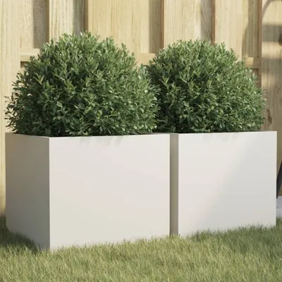 Immagine prodotto di Maison Exclusive - 2 vasi da fiori bianchi 32x30x29 cm in acciaio