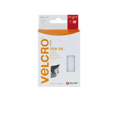 Immagine prodotto di Nastro con gancio e anello VELCRO® per cucire, gancio e anello 20 mm x 1 m Bianco