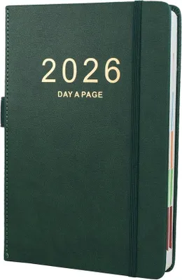 Produktbild von Famanu A5 Tagesplaner 2026 mit farbigen Registertabs - Hardcover