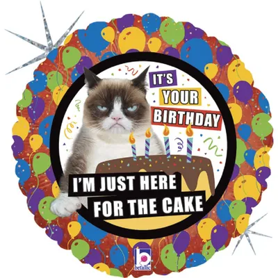 Produktbild von Geburtstag Cake Holo Grumpy Cat Folienballon 46 cm