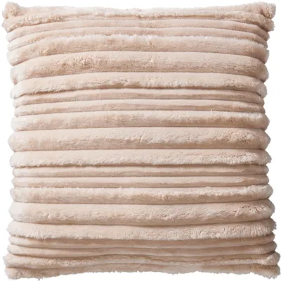 Imagen del producto de Cojín decorativo de piel con textura acanalada, 45x45 cm, color beige, marca H&L