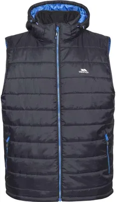 Produktbild von Trespass Franklyn Gepolsterte Weste mit verstellbarem Stehkragen und 2 Reißverschlusstaschen, Schwarz, XS