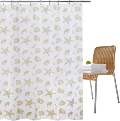 Produktbild von Famanu Duschvorhang Extra Lang und Groß - 200 cm x 220 cm mit Muschelprint