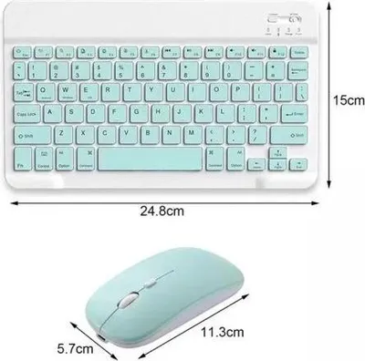 Zdjęcie produktu dla Klawiatura bezprzewodowa z myszką miętowa