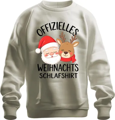 Produktbild von Offizielles Weihnachts Schlafshirt Weihnachtsmann Rentier Lustig Uni Sweatshirt Pullover, Natur, M
